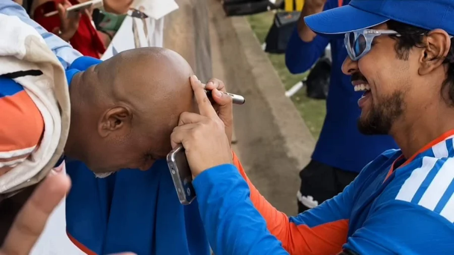 Ishan Kishan Autographs Bald Head Fan at Match