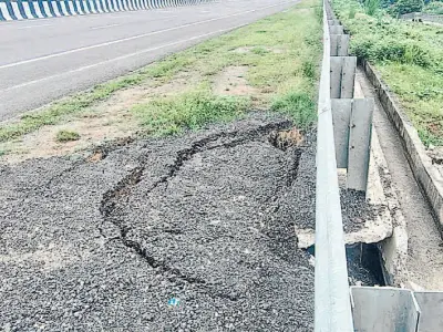 लखनऊ-कानपुर एक्सप्रेसवे धंसाव अलर्ट भगवतपुर मिट्टी बही